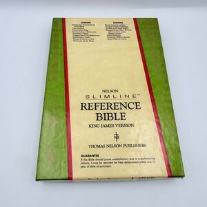 Thomas Nelson Slimline Reference Bible KJV Black Genuine Leather 566 Red Letter